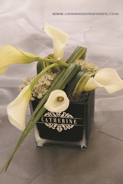 Photophore personnalisé avec décoration florale